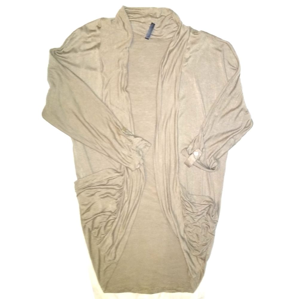 Splash Open Front Draped Cardigan Pockets Medium